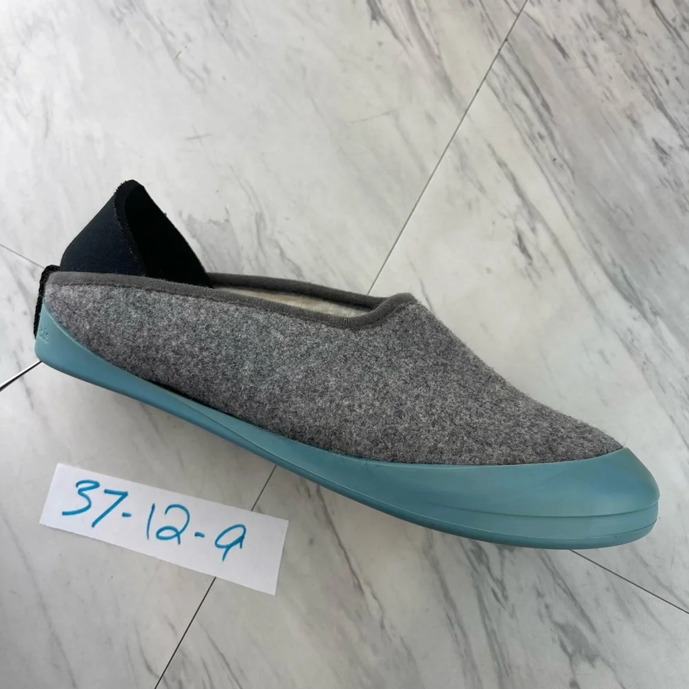 -Mahabis Gray Classic Slip-On Removable Rubber Bottom Slippers 37 EU | 6.5-7 US